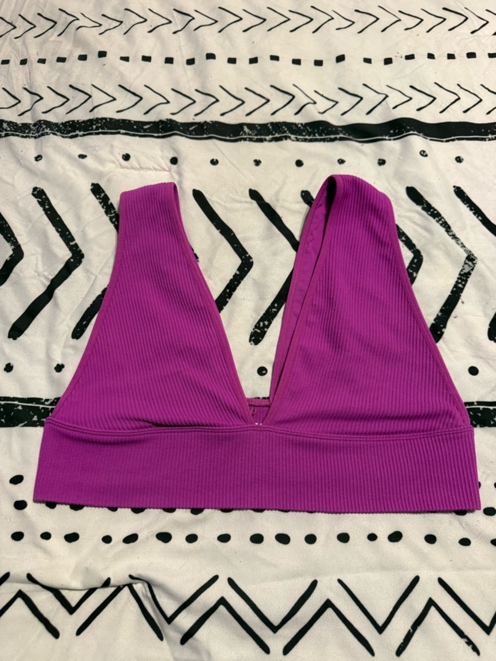Garage Ribbed V-Neck Bralette - Purple